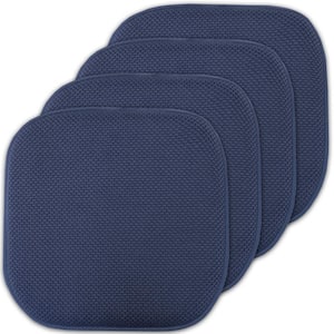 Honeycomb Memory Foam Square 16 in. x 16 in. Non-Slip Indoor/Outdoor Chair Seat Cushion, Navy (4-Pack)