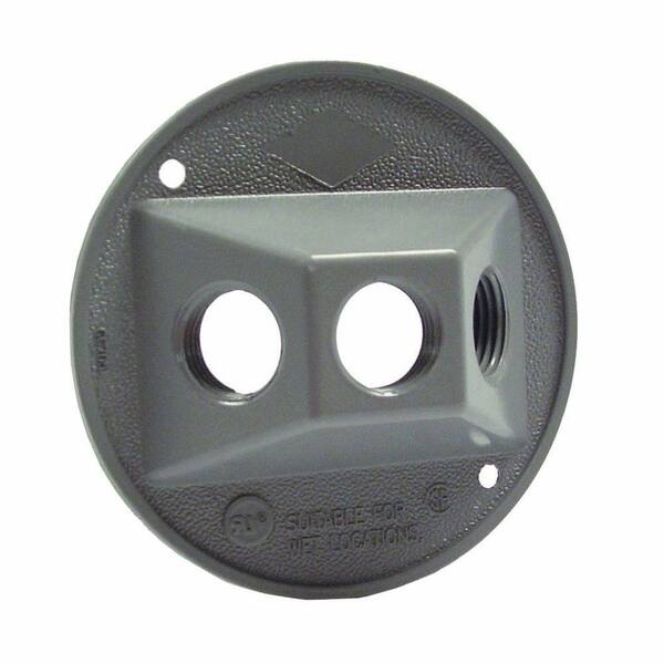 BELL 4 in. Round Gray Weatherproof Cluster Cover with Three 1/2 in. Outlets