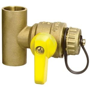 1 in. Forged Brass Lead-Free T-Drain Full Port Valve with Hi-Flow Hose Drain and Adjustable Packing Gland
