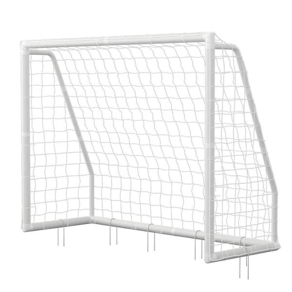 6 ft. x 4 ft. Soccer Goal PVC Foldable Soccer Goal with 6 Training Cones and a Portable Carry Bag for Training in. White
