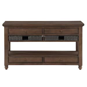 Oliver 50 in. Chestnut Brown Wood Rectangle Sofa Console Table