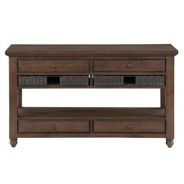 Steve Silver Oliver 50 in. Chestnut Brown Wood Rectangle Sofa Console Table