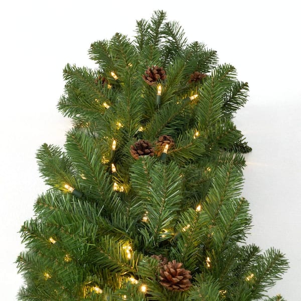 Artificial 9 ft. PreLit Pine And Cone Christmas Garland, Green, Indoor Christmas Decor