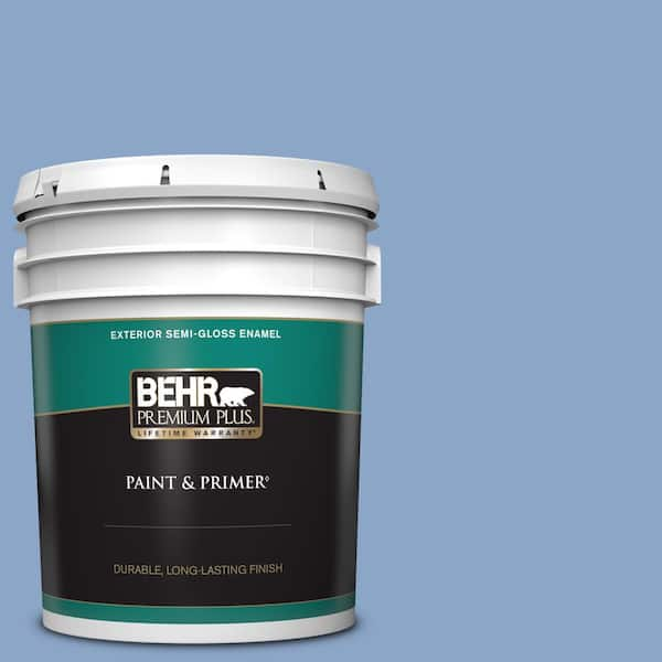 BEHR PREMIUM PLUS 5 gal. #590D-4 Romantic Isle Semi-Gloss Enamel Exterior Paint & Primer