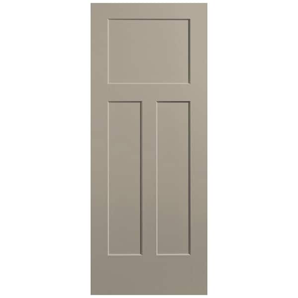 Masonite 32 in. x 80 in. 3-Panel Winslow Single Bore Hollow Core Smoked Tan Molded Composite Interior Door Slab