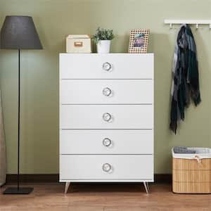 5-Drawer White Chest of Drawers 32 in. x 17 in. x 47 in. H