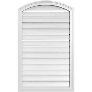 26 in. x 40 in. Arch Top Surface Mount PVC Gable Vent: Decorative with Brickmould Frame