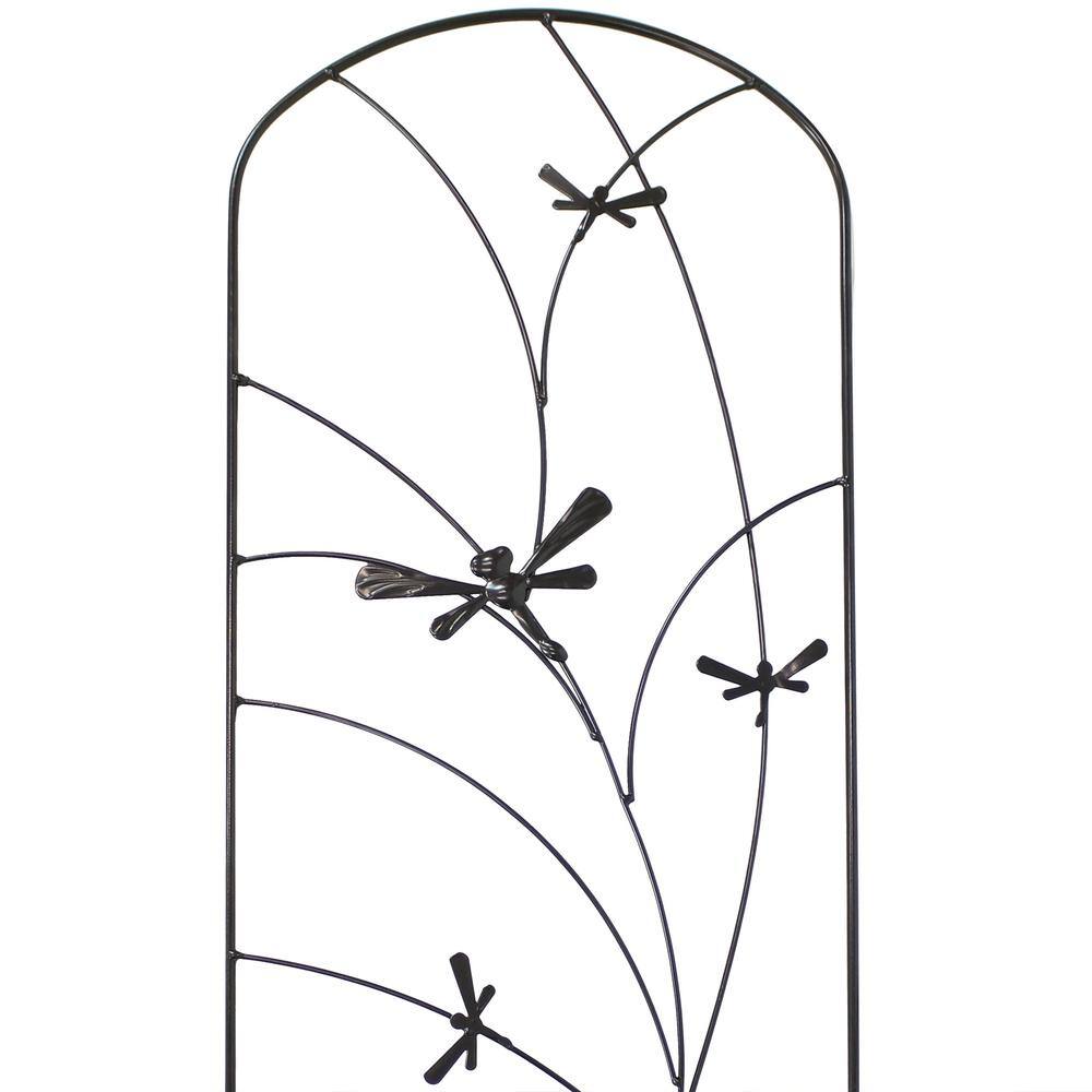 Black Steel Dragonfly Design Garden Trellis Set - 55.75" H - 2-Pack