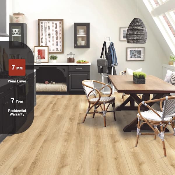 Attie Creek Oak 7 mm T x 7.6 in. W Laminate Wood Flooring (26.8 sqft/case)