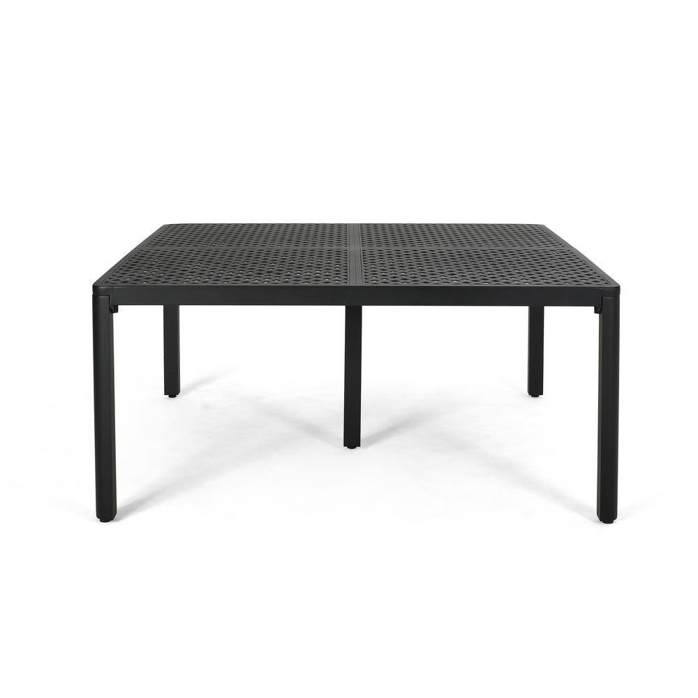 Antique Matte Black Cast Aluminum Square Outdoor Dining Table