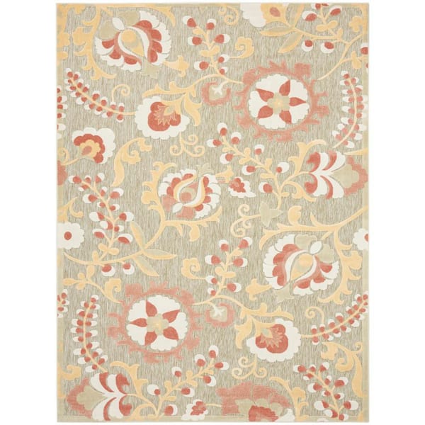 Nourison Aloha Sage Rose 8 ft. x 11 ft. Floral Contemporary Area Rug