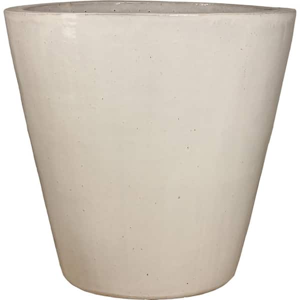 Unbranded 18 in. Antique White Ceramic Vaso Planter