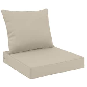 24 in. x 24 in. Replacement Outdoor Sofa Cushion with Removable Cover and Back Cushion, Beige