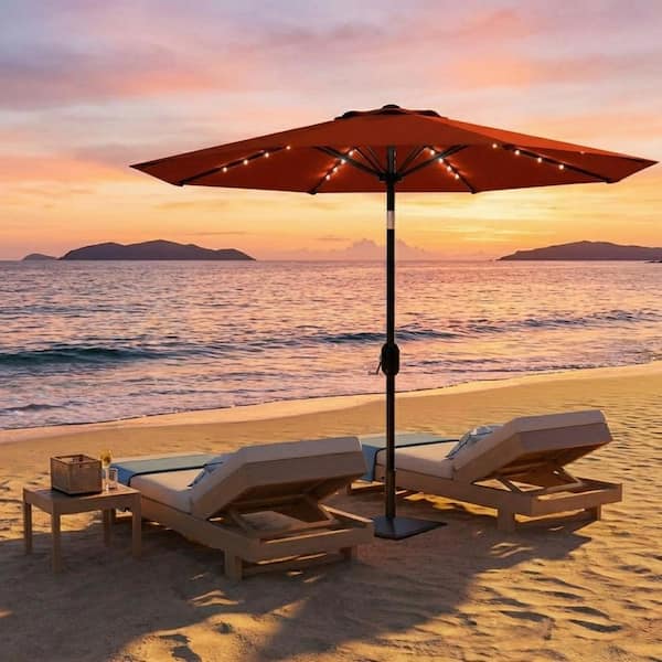 9 ft patio umbrella solar led Backyard Expressions 9ft with 32 Lights lit all night long while you unwind in the shade and relax at night under the light wikiwiki 9FT Solar Led Patio