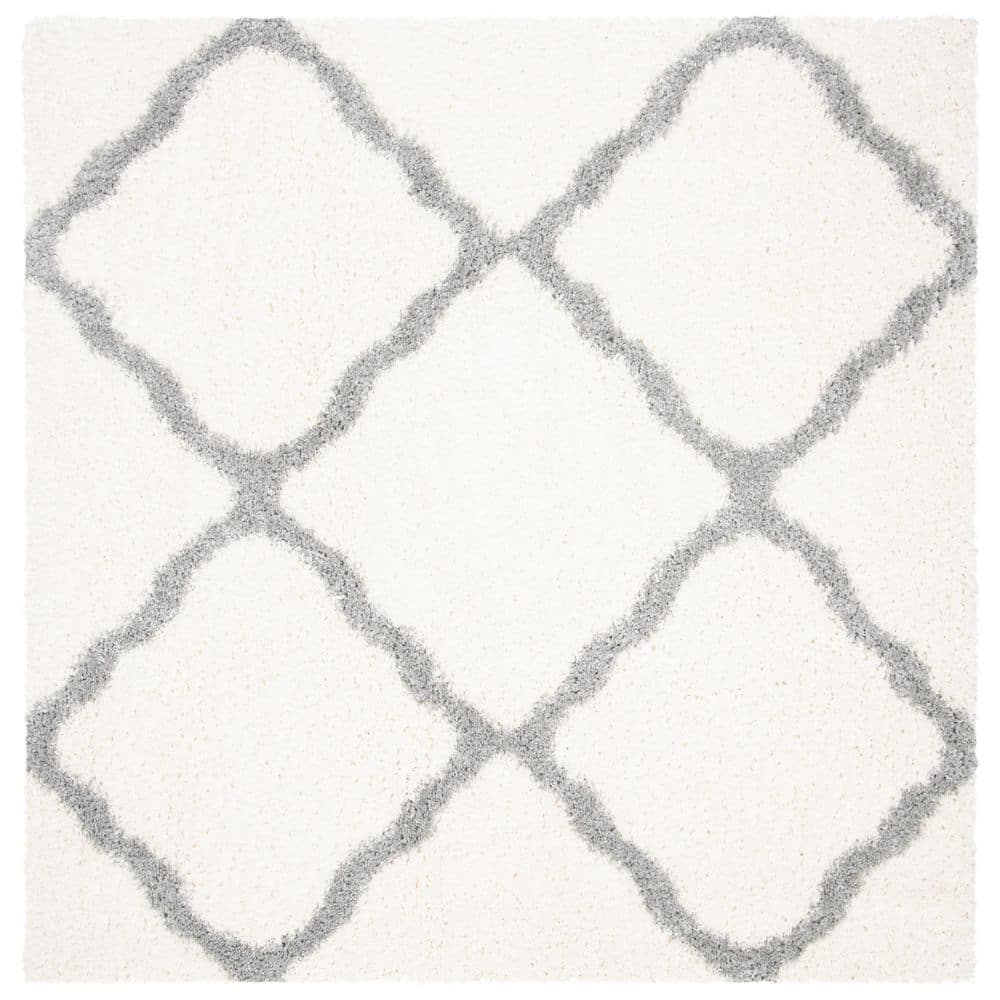 Square Cream Rug SAFAVIEH Parma Shag 7 ft. x 7 ft. Cream/Gray Wavy Diamond Square Area ...