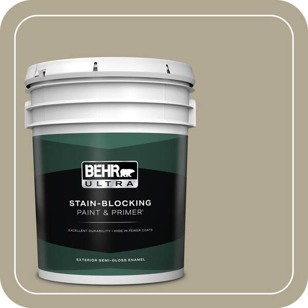 BEHR ULTRA 5 gal. #BXC-22 Field Khaki Semi-Gloss Enamel Exterior Paint & Primer