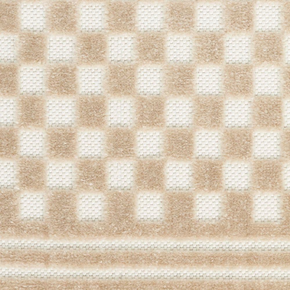 Beige Geometric 8' x 10' Synthetic Area Rug