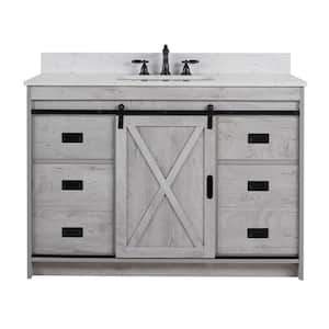 Rafter 48 in. W x 22 in. D Bath Vanity in White Wash with Engineered Stone Vanity Top in Carrara White with White Sink