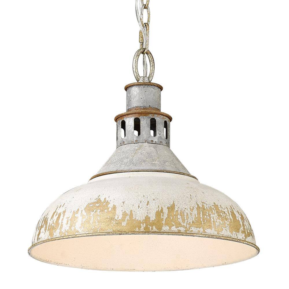 Kinsley Vintage Steel Large Pendant with Antique Ivory Shade