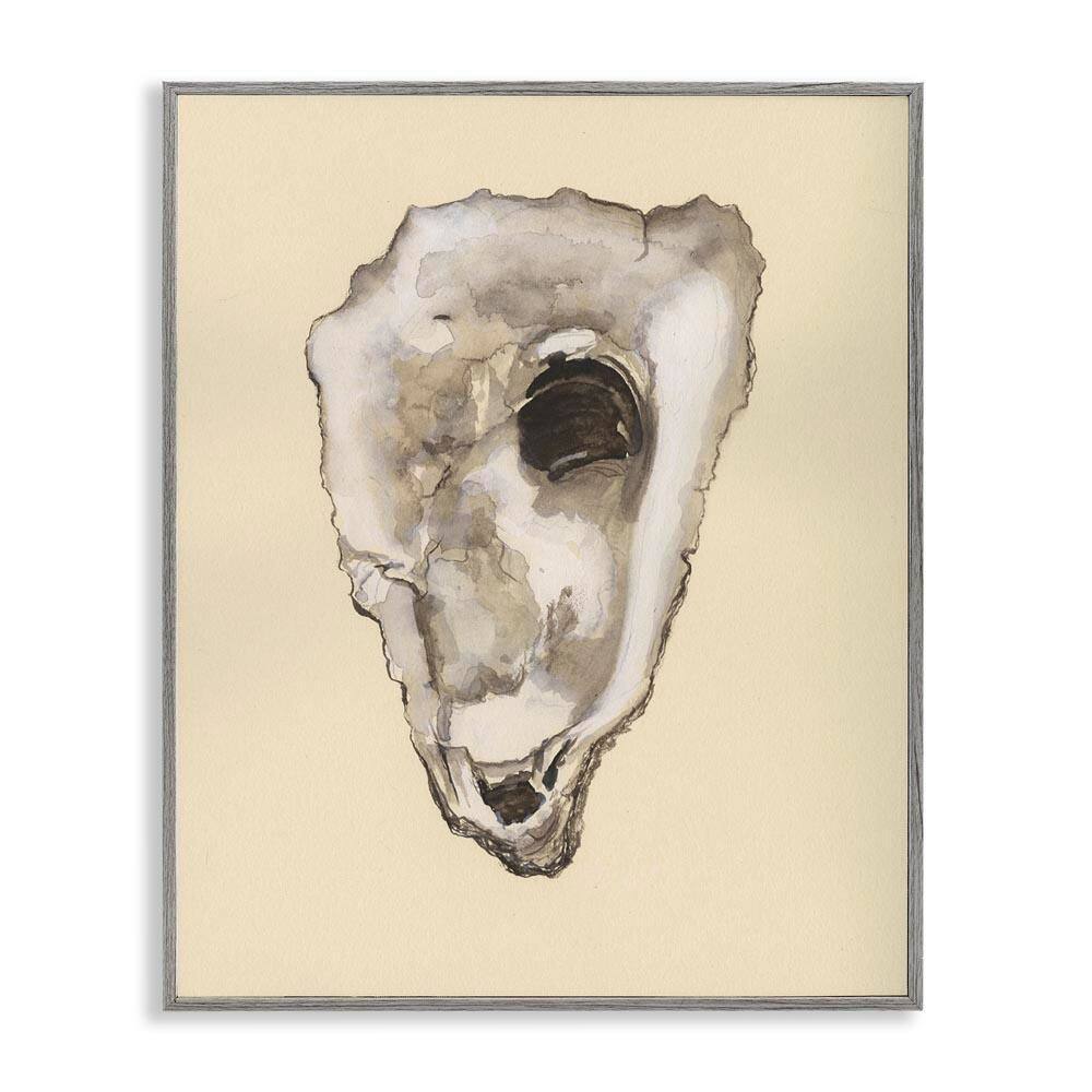 Oyster Sea Creature by Michael Willett Gray Framed Coastal Giclee Art Print 30 in. x 24 in.