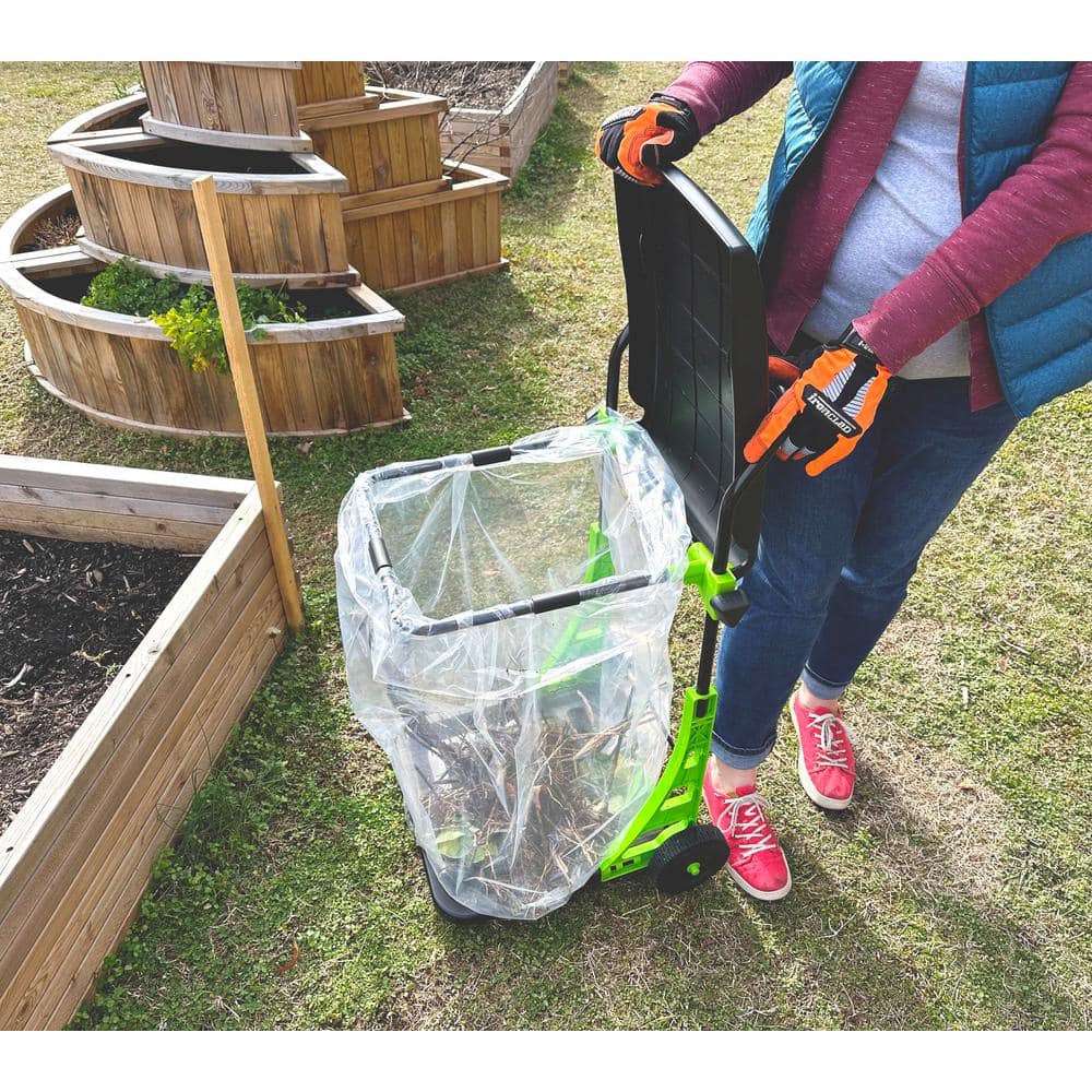 Adjustable Black and Green Metal Garden Cart with Lid