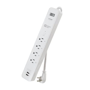 3 ft. 4-Outlet White Surge Protector Smart with USB Powered by Hubspace