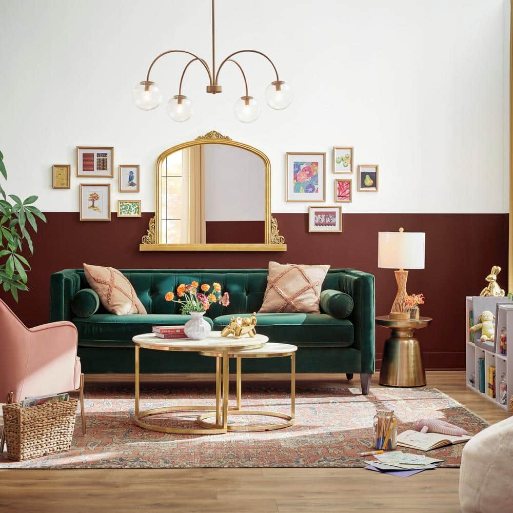 Cheval gold metal nesting coffee tables with marble top hotsell