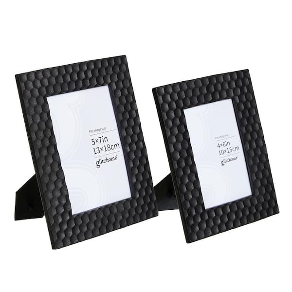 Glitzhome 9.50 in. H Black Honeycomb Resin Tabletop Picture Frames-4 x 6, 5 x 7 (Set of 2)