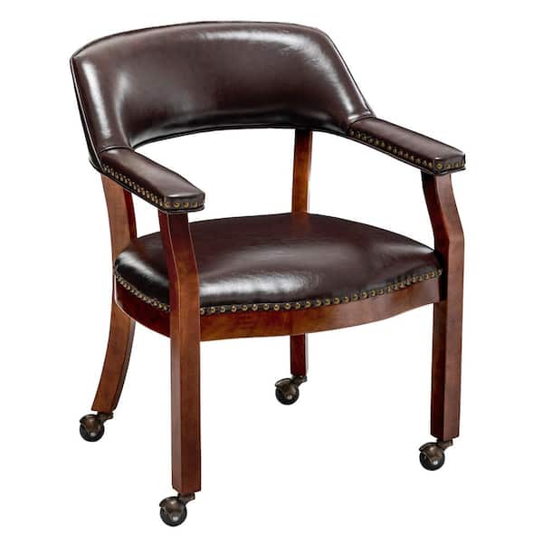 Take a Seat Dillon Espresso Vegan Leather Armchair with Wheels