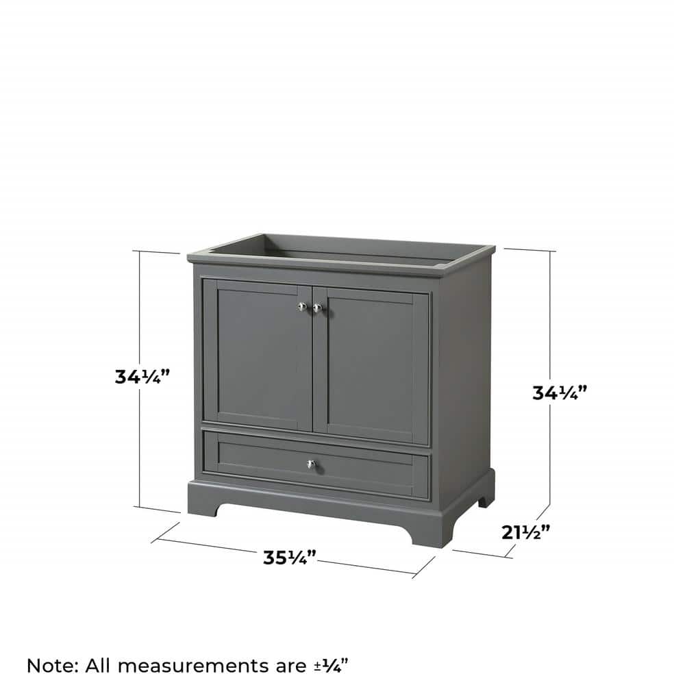 Deborah Dark Gray 35" Single Freestanding Vanity Base with Polished Chrome Hardware