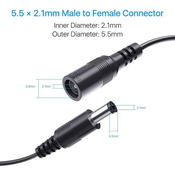 10 PCS DC 5.5 X 2.1mm Power Jack Plug Adapter Connector 5.5 X 2.1mm DC Male Power Pigtail Cable for Power Adapter Connector of Electronic Equipment Such as Security Monitoring System. 