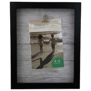 10 in. Black and White Classical Rectangular 4 in. x 6 in. Photo Picture Frame with Clip