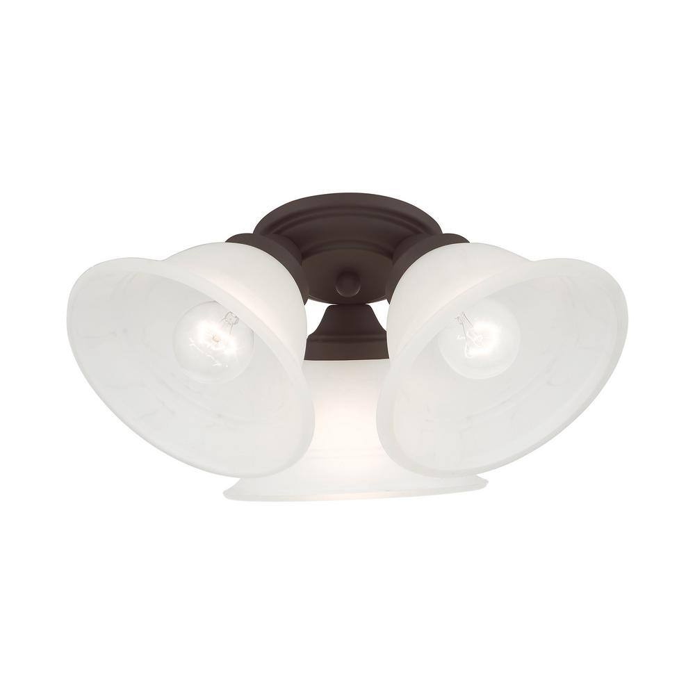 Wynnewood Bronze 3-Light Flush Mount with Gray Marble Glass