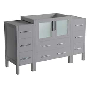 Torino 54 in. W Bath Vanity Cabinet Only in Gray with Side Cabinets