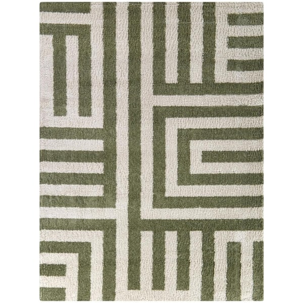 Cantor Green 8 ft. x 10 ft. Abstract Area Rug