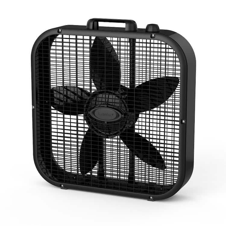Lasko Décor Colors 20 in. 3 Speed Box Fan for Home in Black with Save Smart Technology, 1800 CFM and Carry Handle
