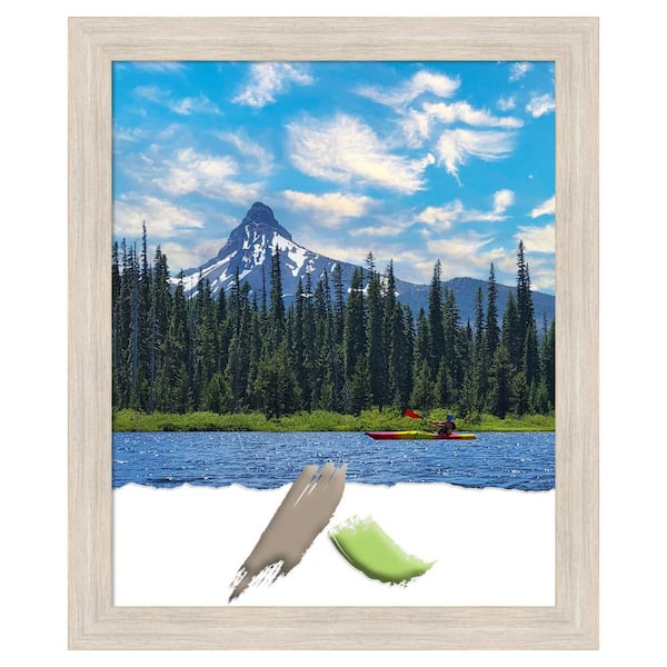 Amanti Art Hardwood Whitewash Narrow Wood Picture Frame Opening Size 18 x 22 in.