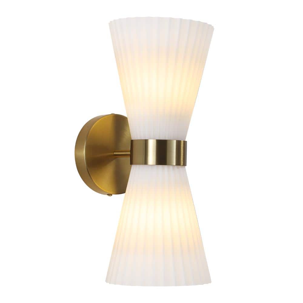 5.9 in. 2-Light Brass Modern Cone Wall Sconce with White Glass Shade Up and Down Lighting for Bathroom Bedroom (2-Pack) price history on PriceWatchPro