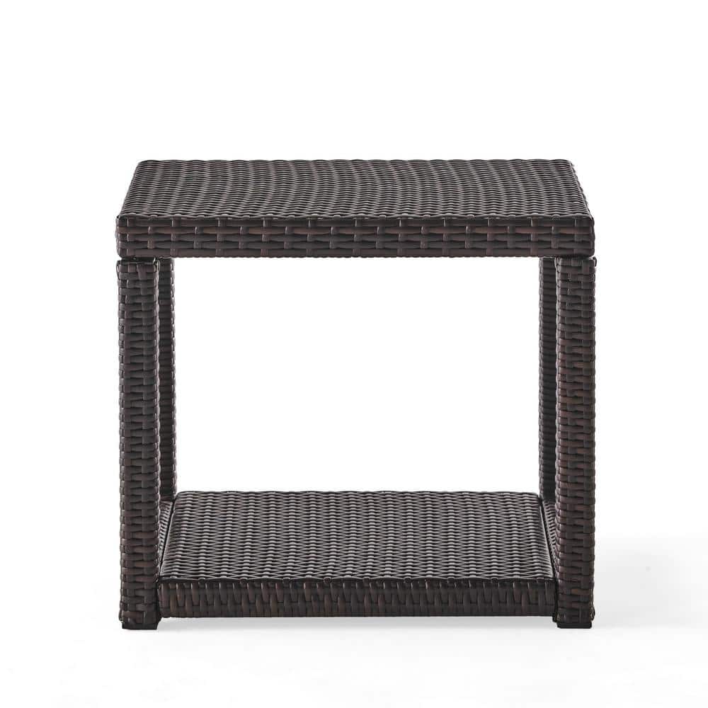 1-Piece 22 in. Rectangle PE Rattan Ourdoor Side Table for Poolside Beach Ya