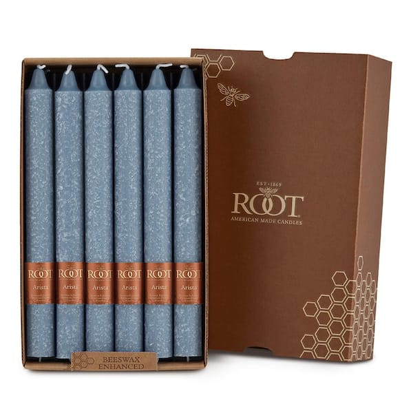 ROOT CANDLES Timberline Arista 9 in. Williamsburg Blue Unscented Taper Candle (Box of 12)