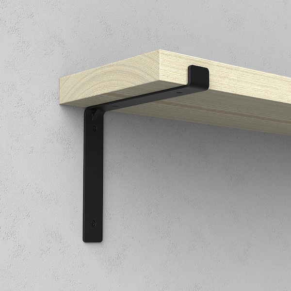 12 in. Black Steel Deco. L Shelf Bracket