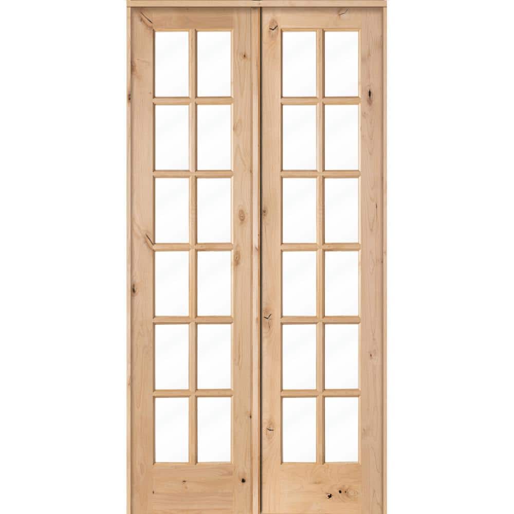 Krosswood Doors 48 in. x 96 in. Rustic Knotty Alder 12-Lite Low E