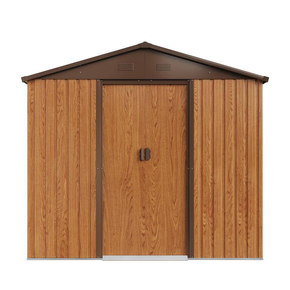 8 ft. W x 6 ft. D Metal Storage Shed Waterproof in Brown with Double Door (