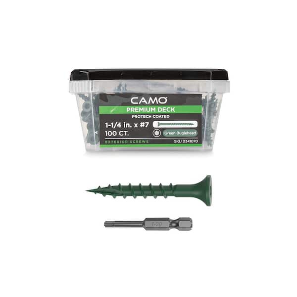 CAMO 1-1/4 in. #7 ProTech Green Premium Star Drive Bugle-Head Deck Screws (100-Count)