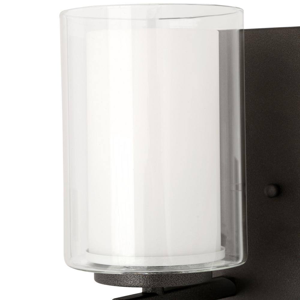 Smoked Iron Cylinder Outdoor Wall Sconce with Etched Glass