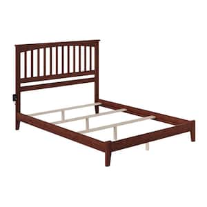 Mission Walnut Solid Wood King Traditional Panel Bed with Open Footboard and Attachable Turbo Device Charger