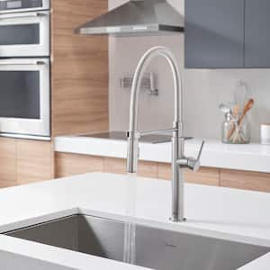 Studio S Single-Handle Pull-Down Sprayer Kitchen Faucet with Spring Spout in Stainless Steel