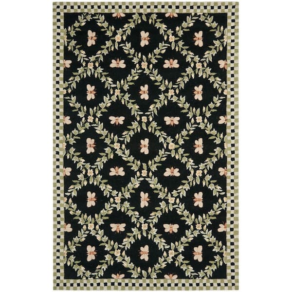Chelsea Black 6 ft. x 9 ft. Border Diamond Floral Area Rug