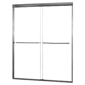 Cove 48 in. L x 72 in. H. Semi-Framed Sliding Shower Door in Brushed Nickel with 1/4 in. Clear Glass