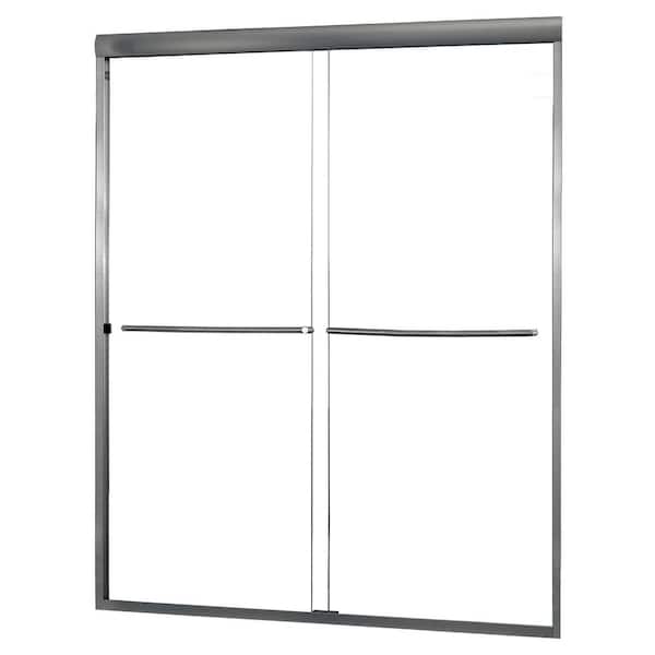 CRAFT + MAIN Cove 48 in. L x 72 in. H. Semi-Framed Sliding Shower Door in Brushed Nickel with 1/4 in. Clear Glass